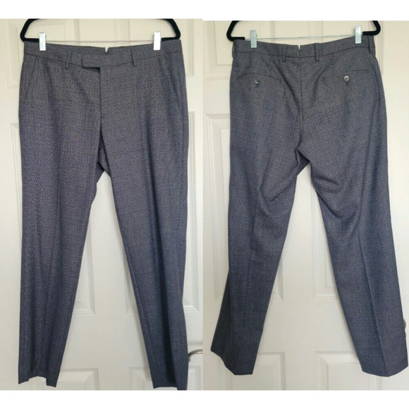 Hugo Boss Virgin Wool 40R Tailored Suit Jacket Pant 2 PC Gray Blue Set $1449 - Picture 9 of 12